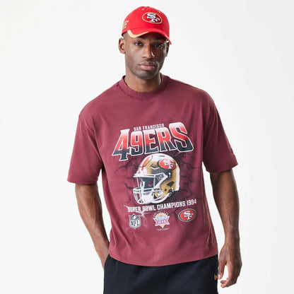San Francisco 49ers NFL Washed Boxy Dark Red Oversized T-Shirt