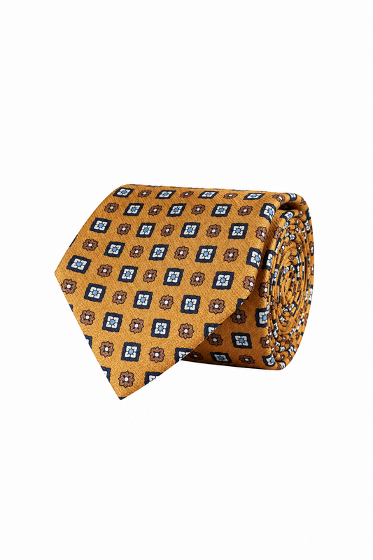 Amanda Christensen Classic Floral Silk Tie - Yellow Melange
