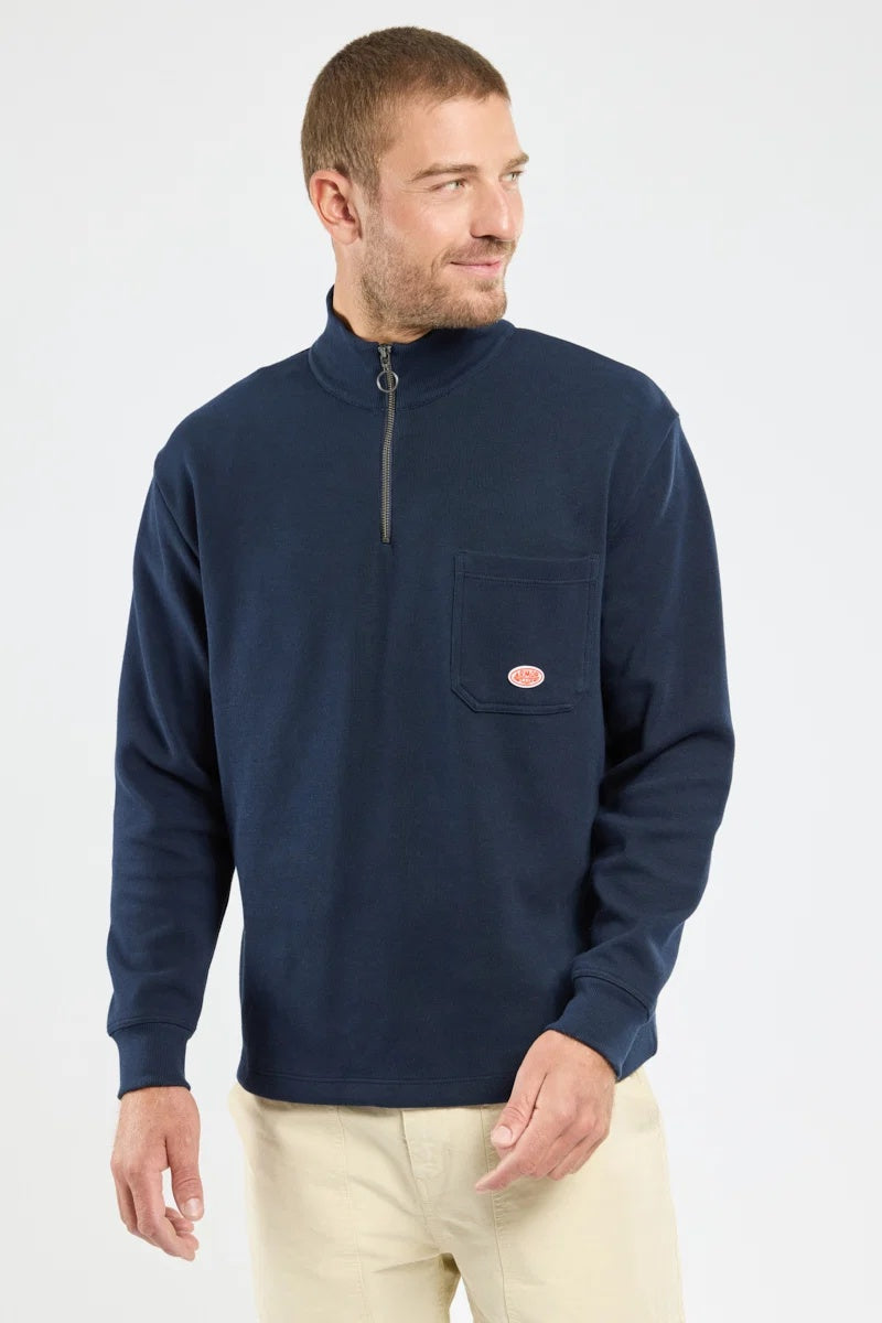 Armor Lux Troyer Quarter Zip Sweatshirt - Navy