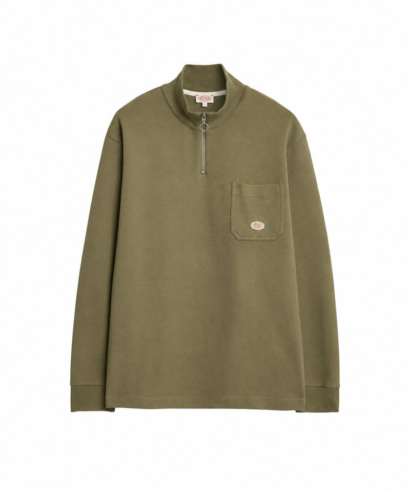 Armor Lux Troyer Quarter Zip Sweatshirt - Olive