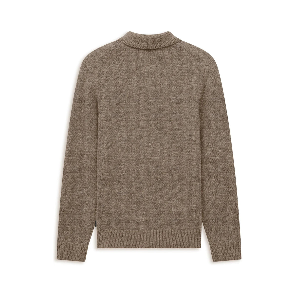 Bugatti Wool Blend Long Sleeve Polo - Brown
