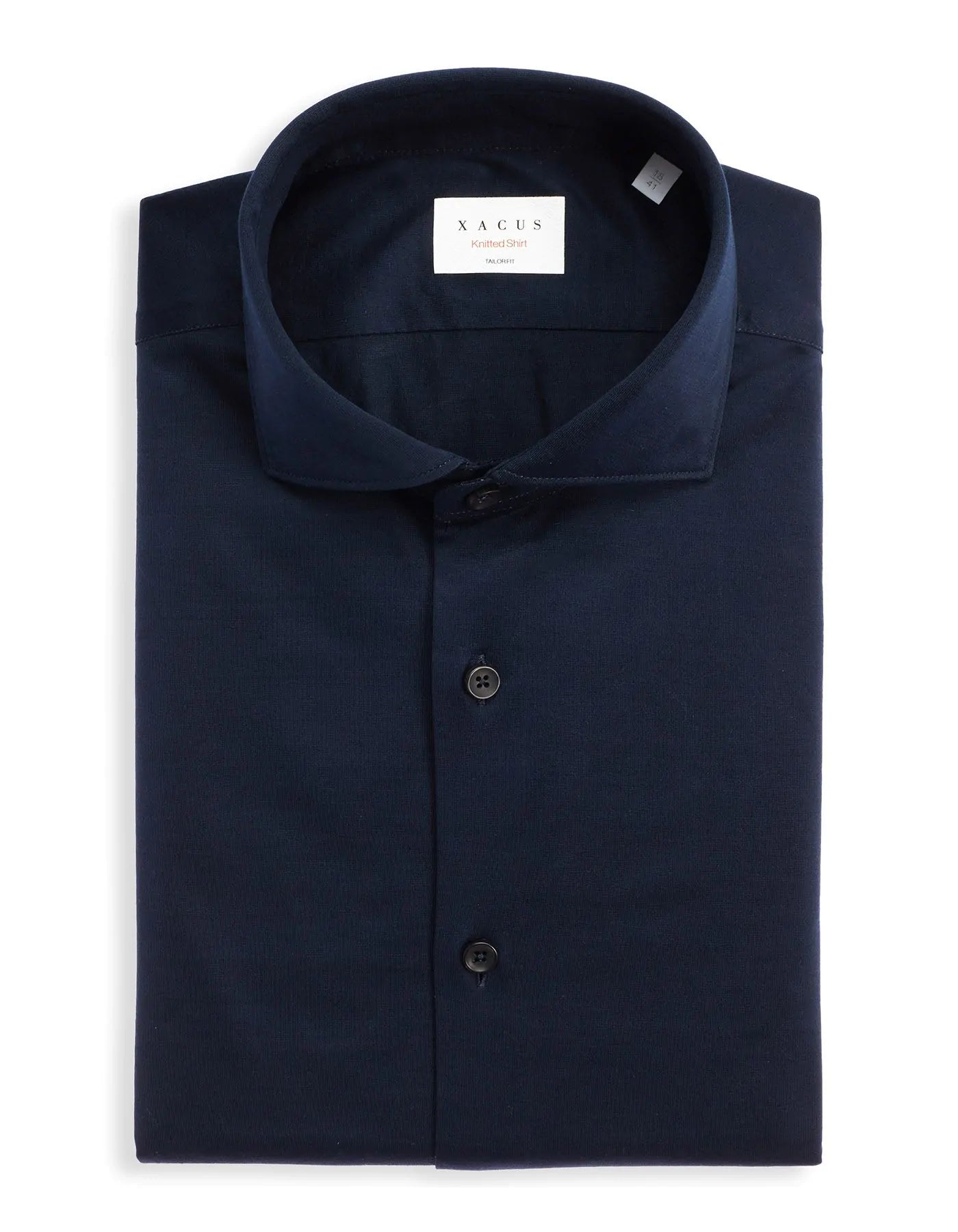 Navy Blue Jersey Solid Colour Shirt Collar Cutaway