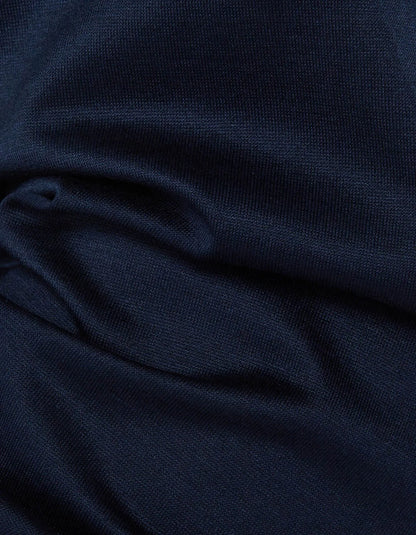 Navy Blue Jersey Solid Colour Shirt Collar Cutaway