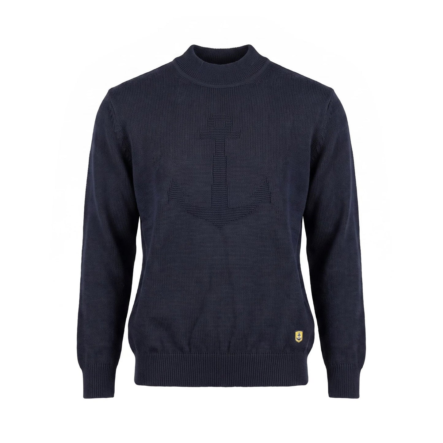 Armor Lux  Blue Anchor Mock Neck Sweater - Navy