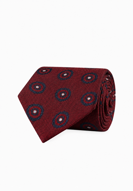 Amanda Christensen Silk And Wool Medallion Tie - Red Melange