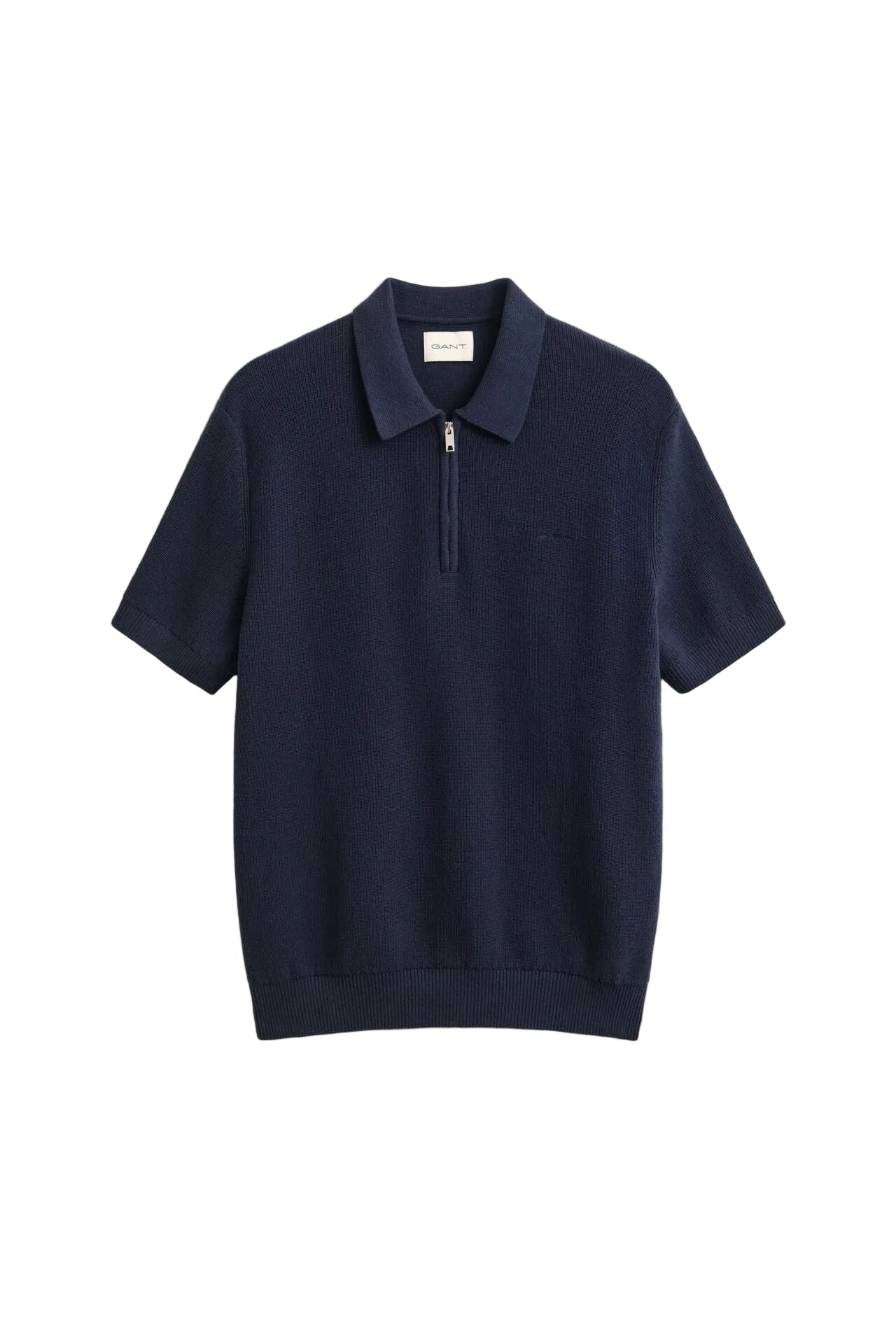 Gant Ribbed Cotton Zip Polo Sweater