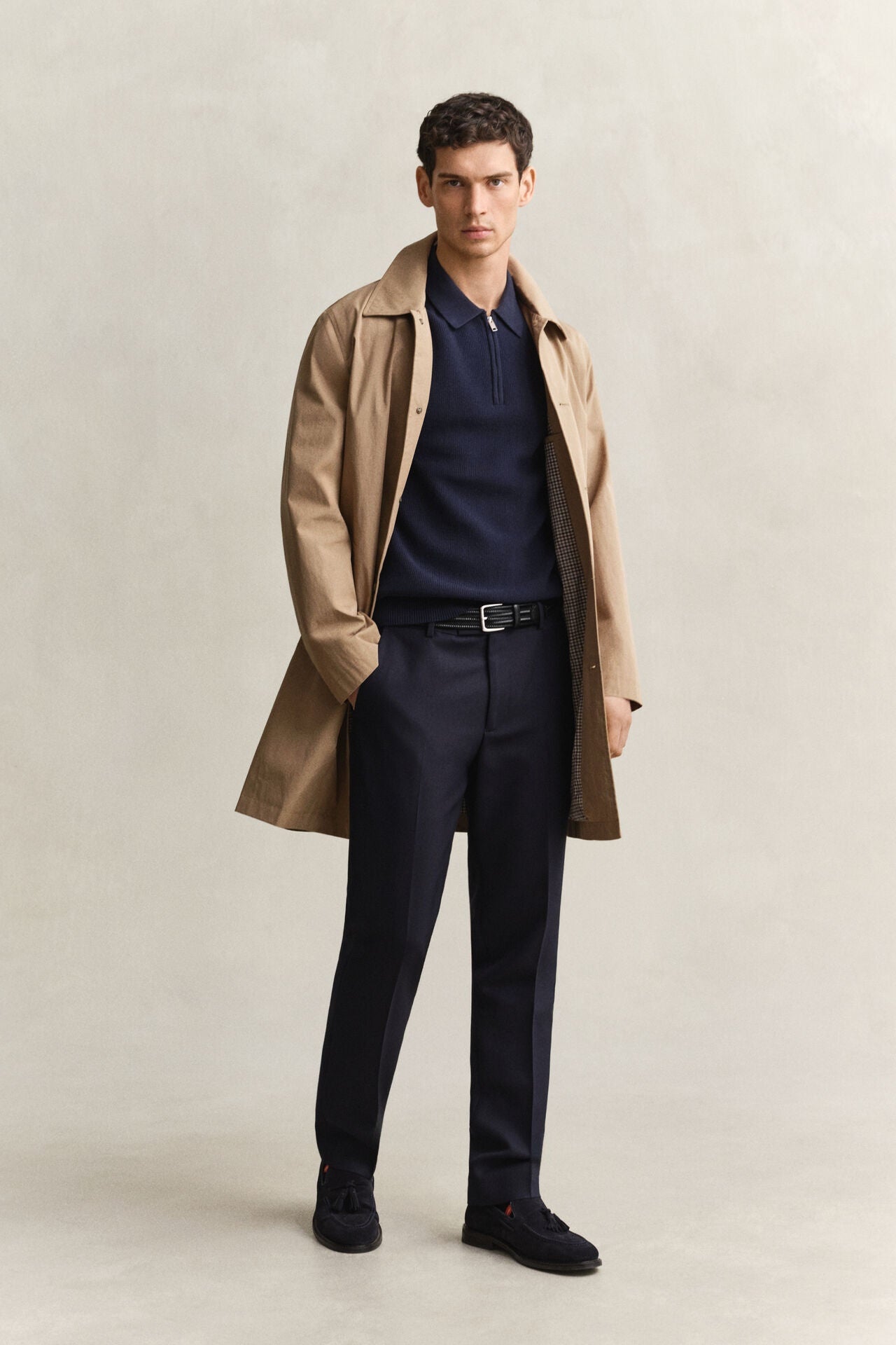 Gant Ribbed Cotton Zip Polo Sweater