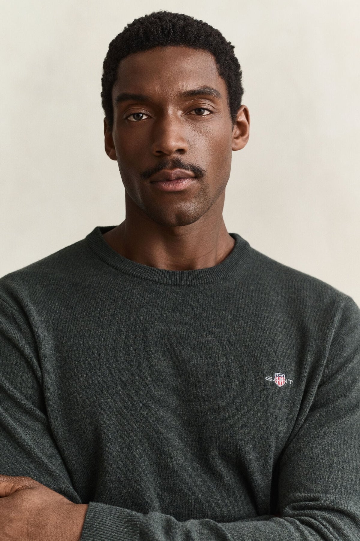 GANT Lambswool Crew Neck Sweater – Dark Moss Green