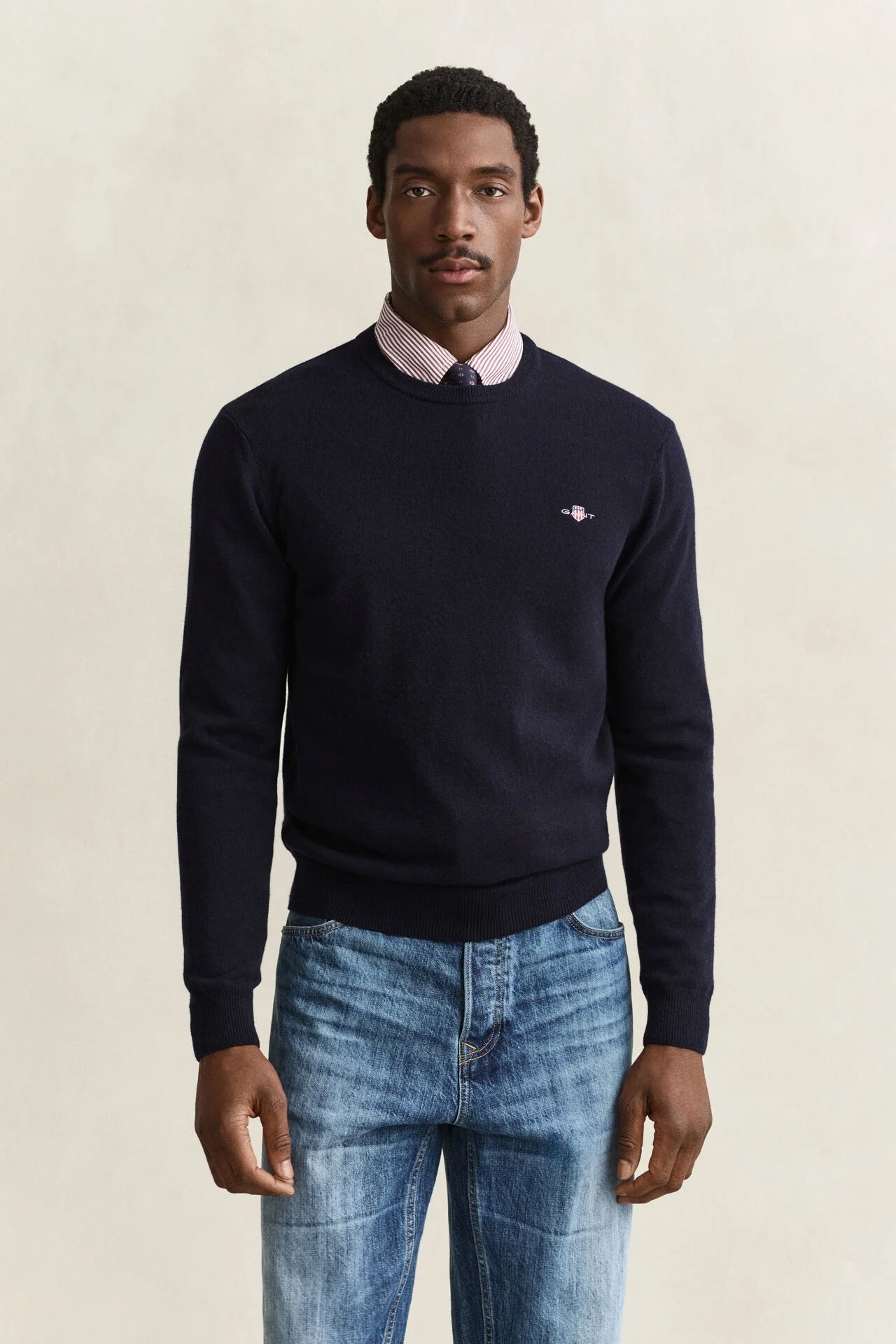 GANT Lambswool Crew Neck Sweater – Marine