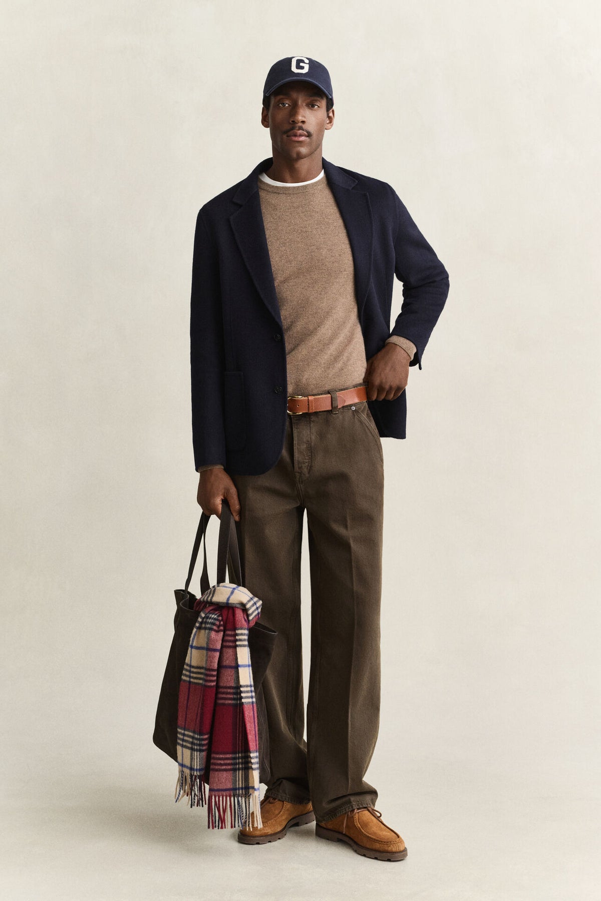 GANT Lambswool Crew Neck Sweater – Light Brown Melange