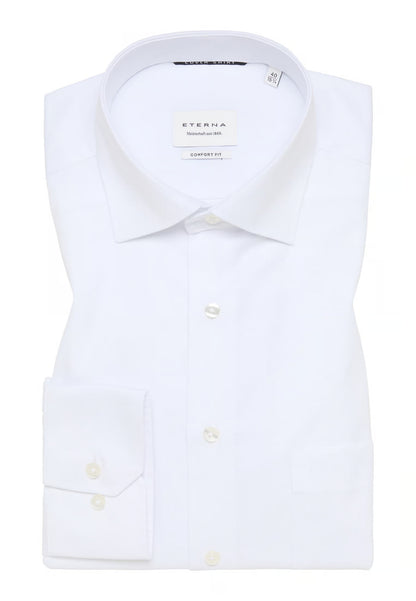 COMFORT FIT Cover Shirt in white plain