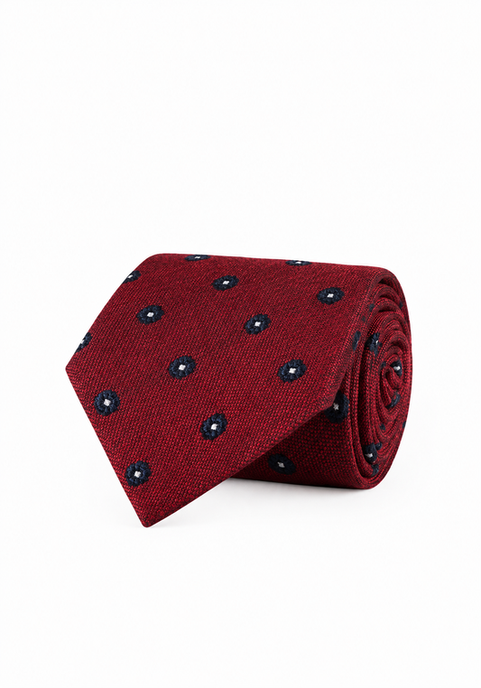 Amanda Christensen Silk And Wool Medallion Tie - Red Melange
