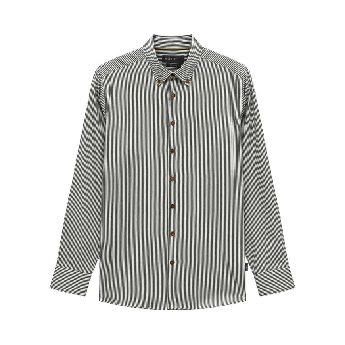 Bugatti Men's Striped Long Sleeve Shirt – Olive