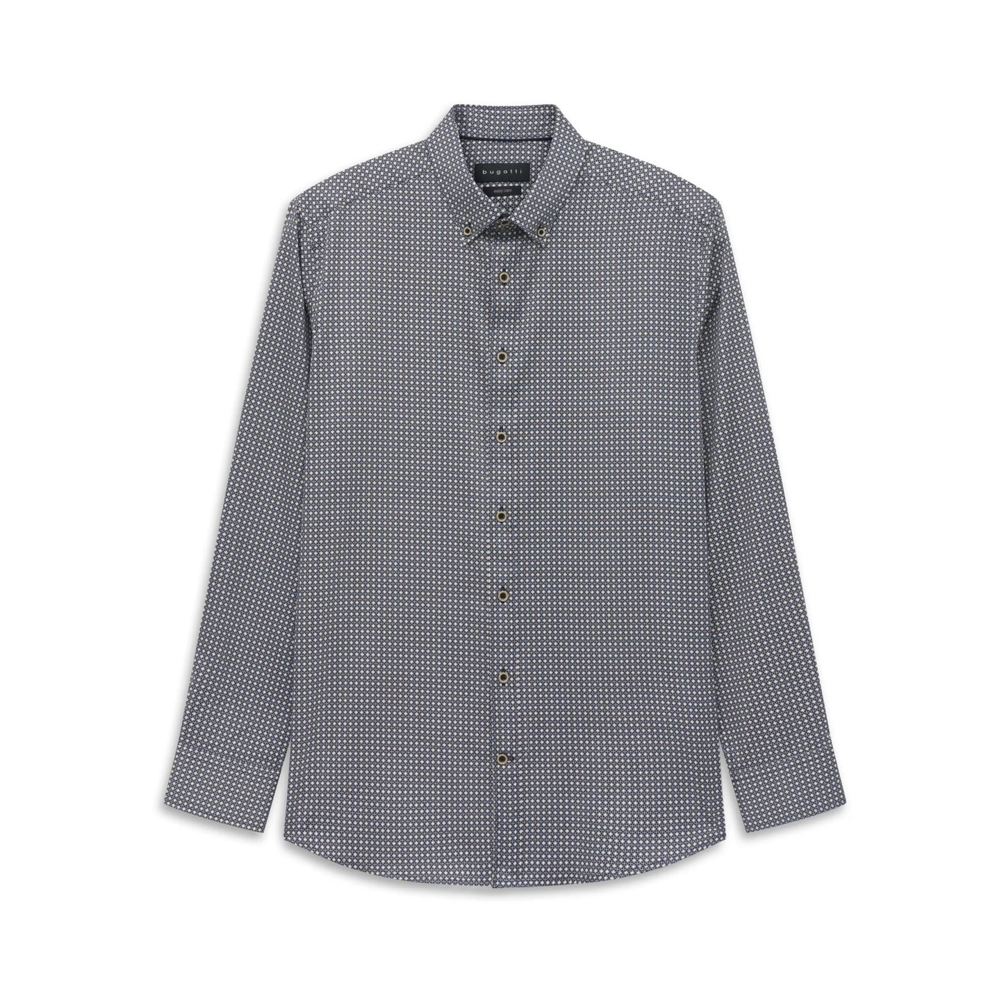 Bugatti Men's Printed Long Sleeve Shirt – Navy