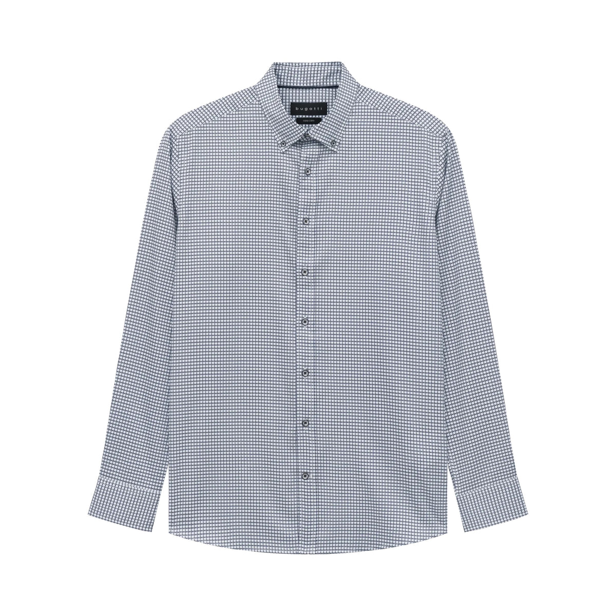 Bugatti Men's Patterned Long Sleeve Shirt – Blue