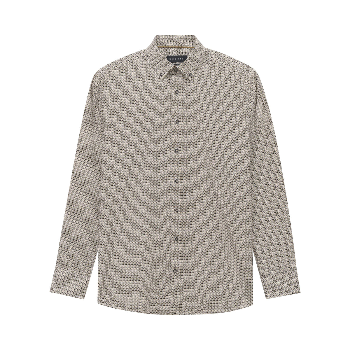 Bugatti Men's Patterned Long Sleeve Shirt – Olive