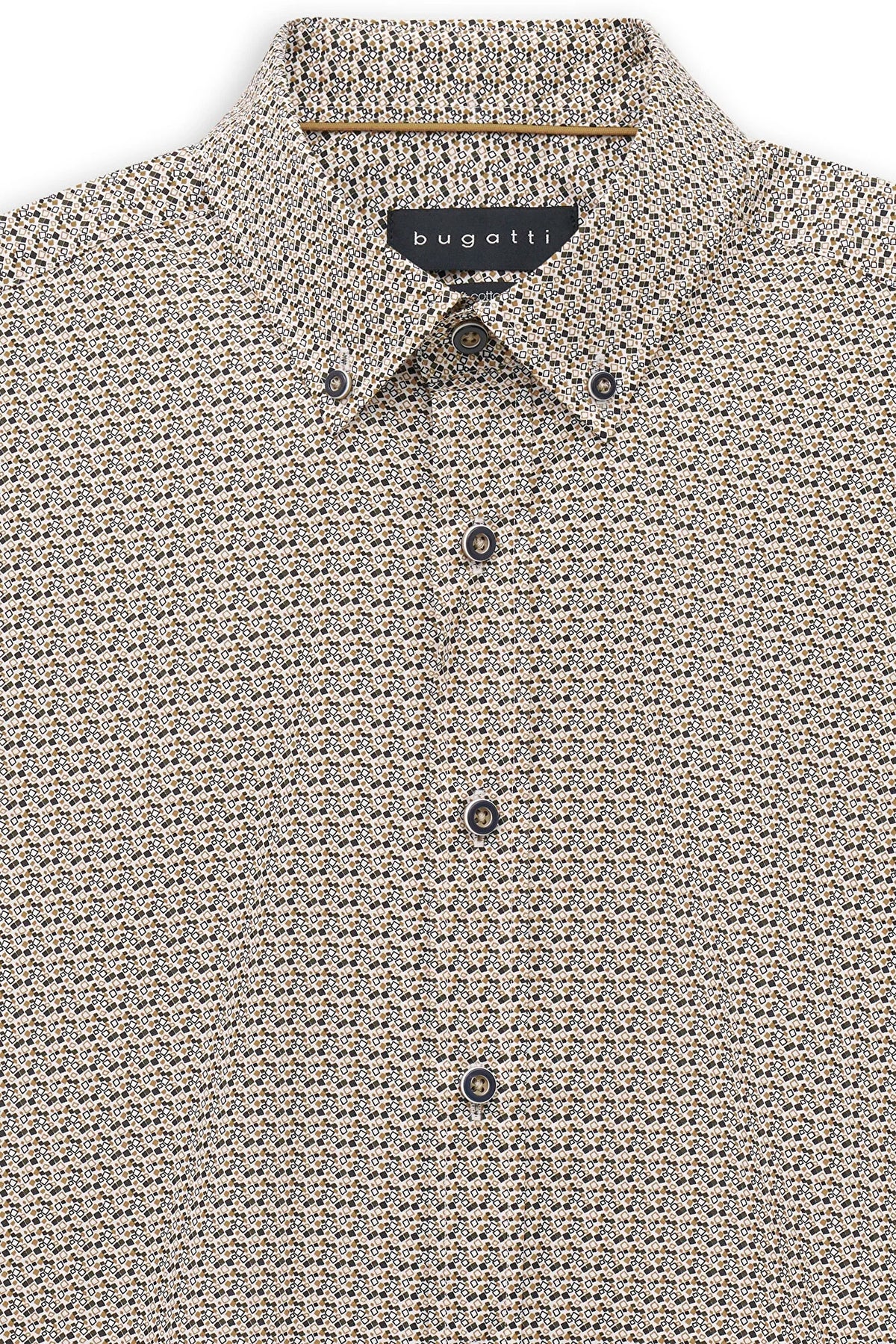 Bugatti Men's Patterned Long Sleeve Shirt – Olive