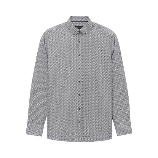 Bugatti Men's Patterned Long Sleeve Shirt – Navy