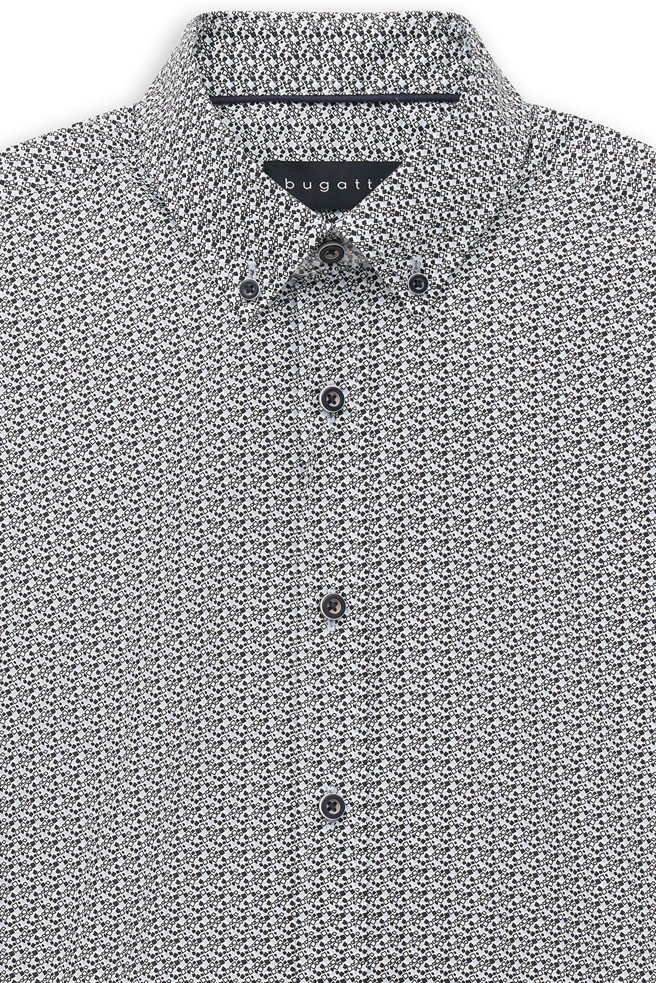Bugatti Men's Patterned Long Sleeve Shirt – Navy