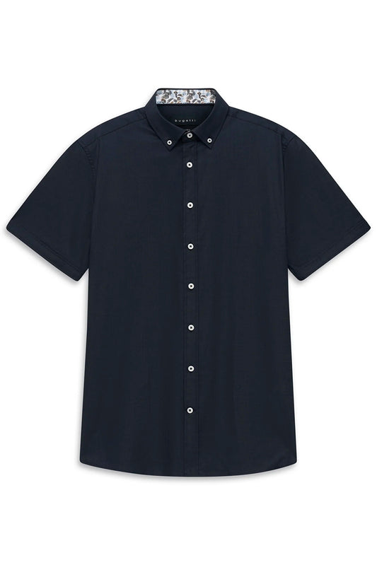 Bugatti Plain Navy Short-sleeved Shirt