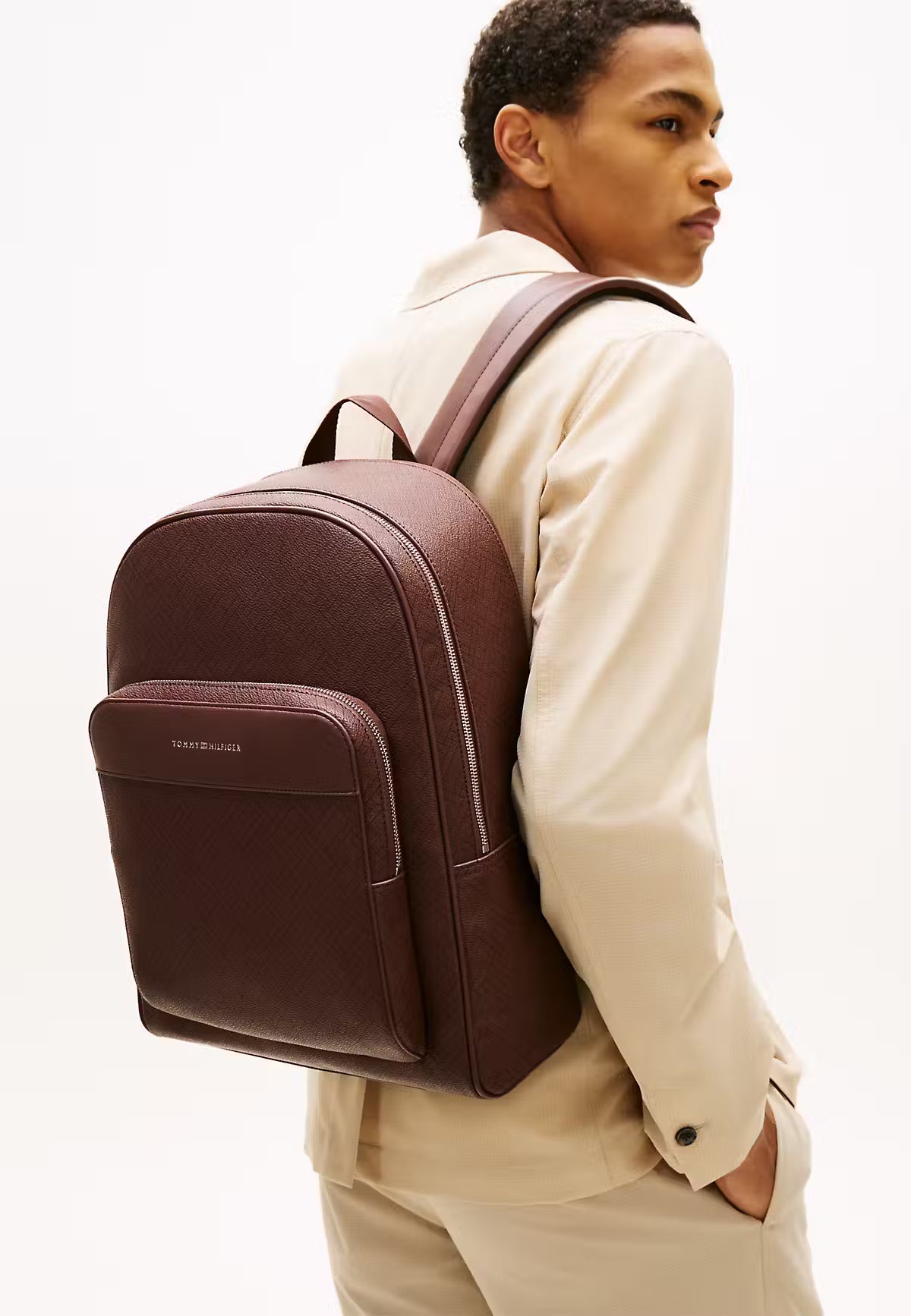 Tommy Hilfiger Flag Mixed Texture Dome Backpack