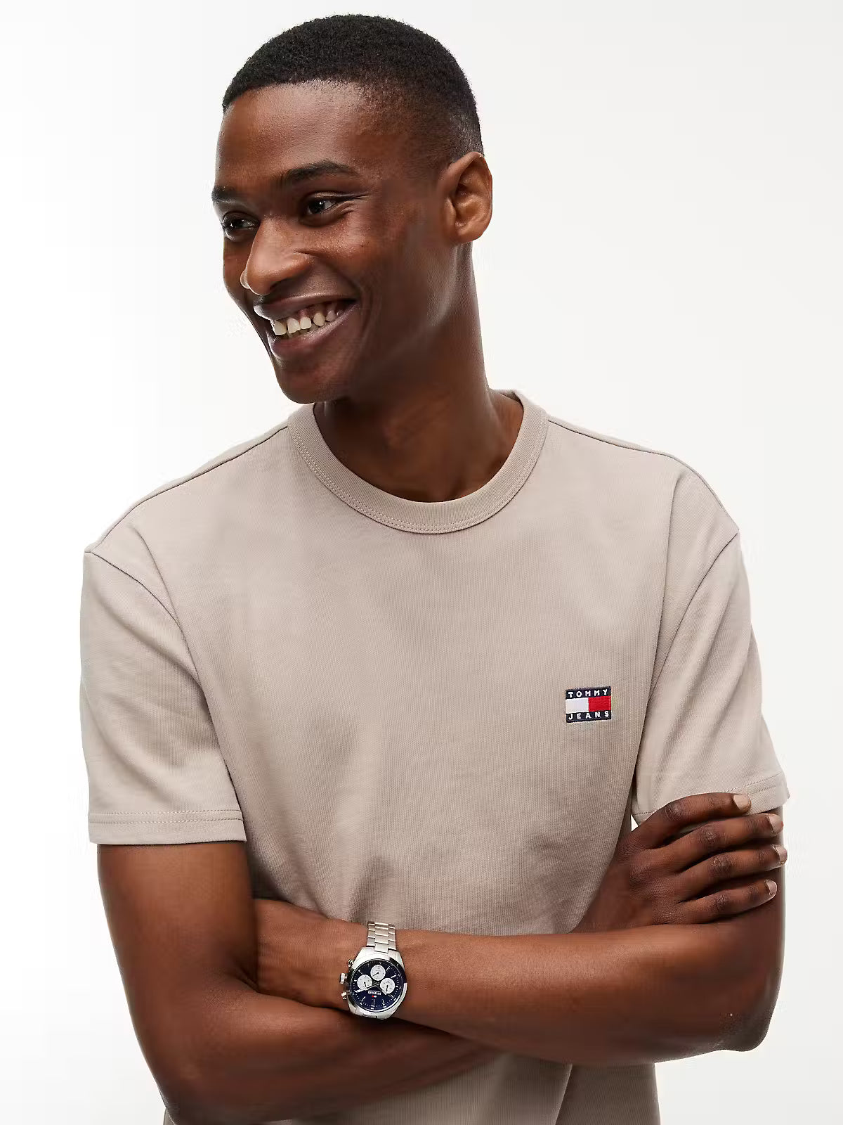 Tommy Jeans Tommy Badge Crew Neck T-Shirt – Limestone Dust