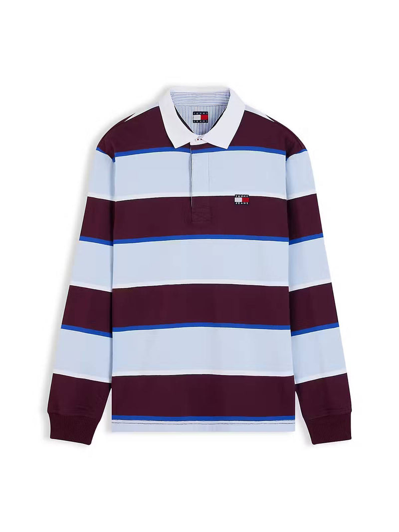 Tommy Jeans Relaxed Fit Striped Rugby Shirt – Berry