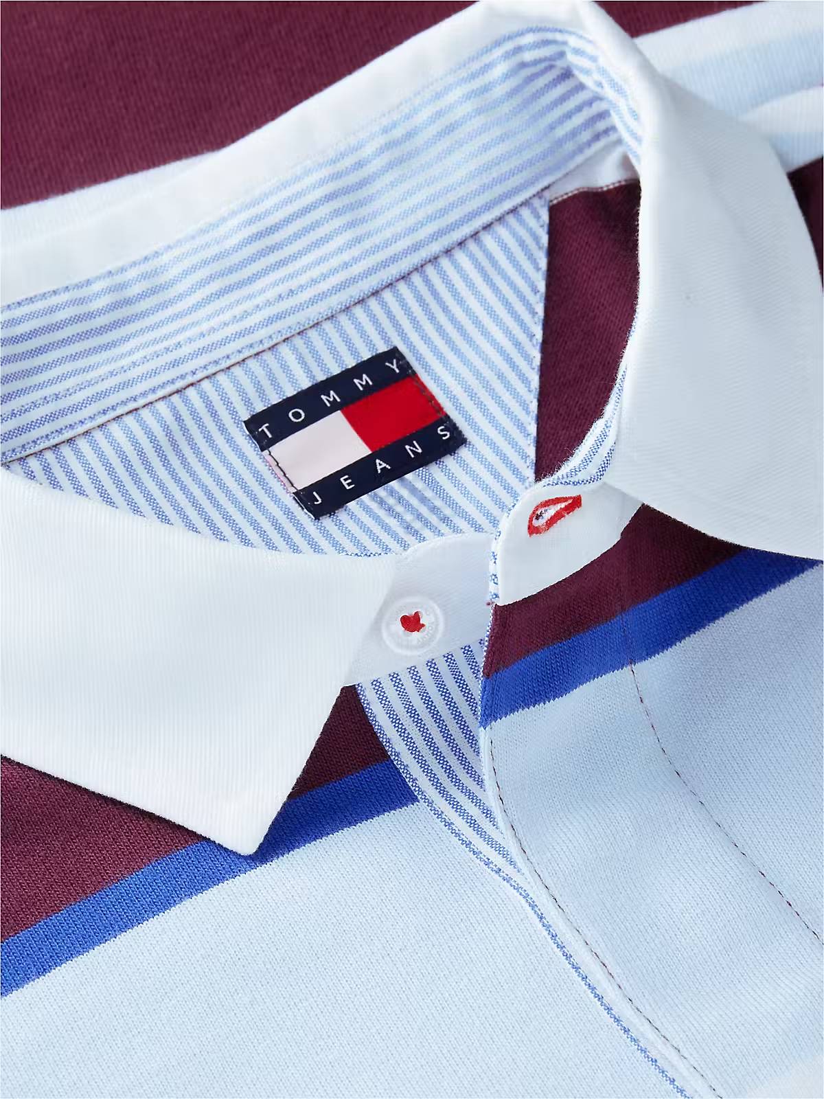 Tommy Jeans Relaxed Fit Striped Rugby Shirt – Berry