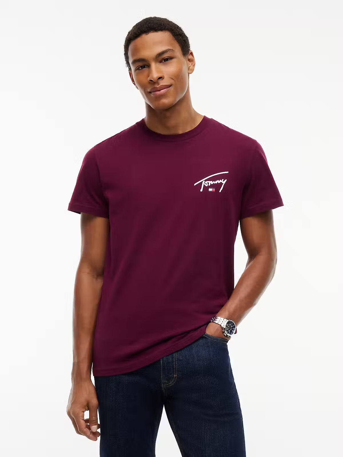 Tommy Jeans Signature Chest T-Shirt – Berry