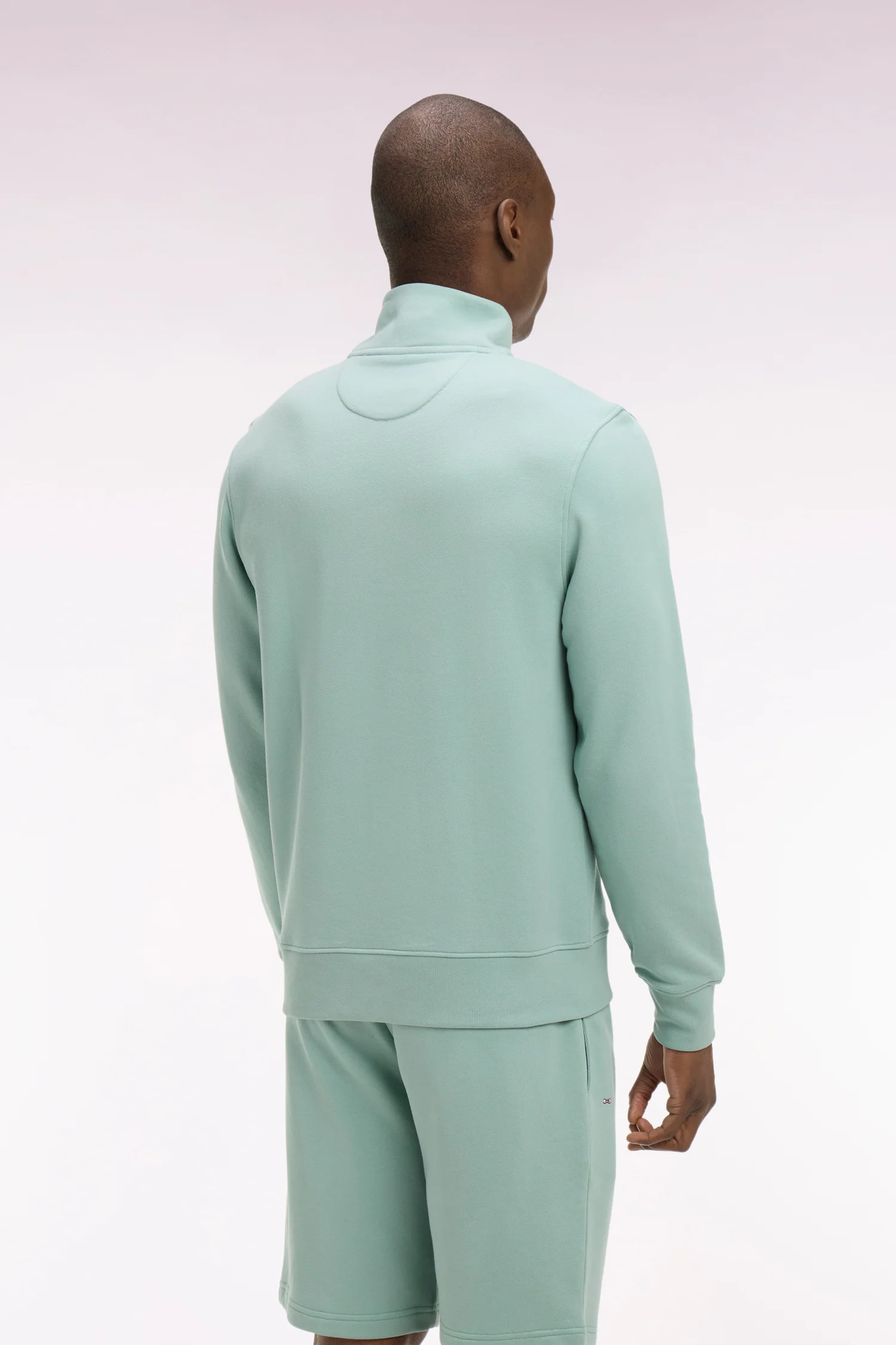 Eden Park cotton fleece trucker collar zip sweatshirt