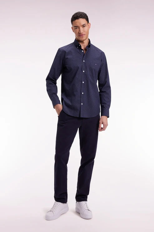 Cotton shirt with pink bow tie micropatterns