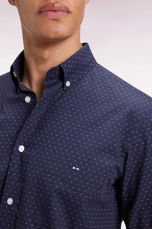 Cotton shirt with pink bow tie micropatterns