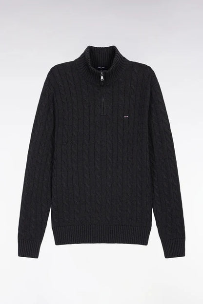 Wool Cable Knit Half Zip