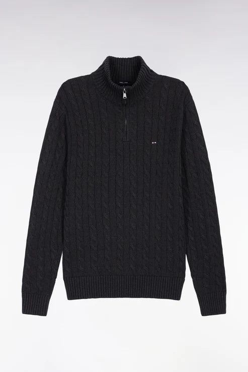 Wool Cable Knit Half Zip