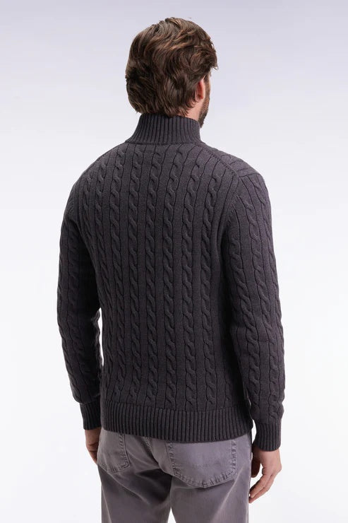 Wool Cable Knit Half Zip