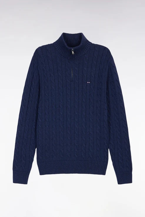 Wool Cable Knit Half Zip