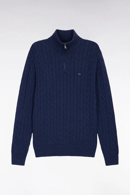 Wool Cable Knit Half Zip