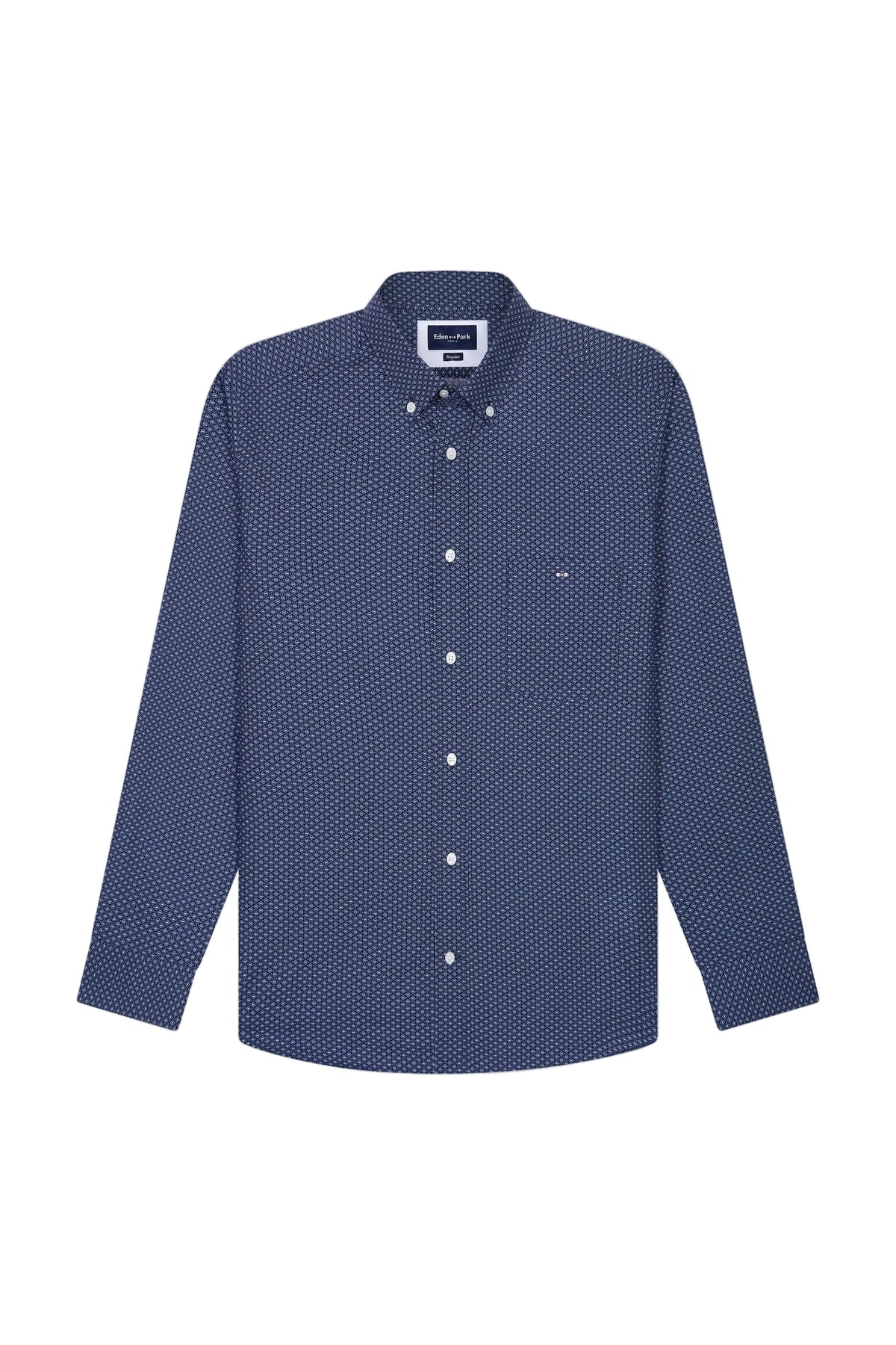 Eden Park Blue Micro Pattern Cotton Shirt - Blue