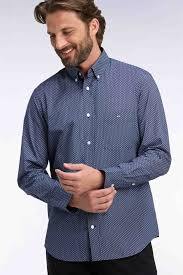 Eden Park Blue Micro Pattern Cotton Shirt - Blue