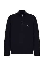 Eden Park Wool Cotton Half Zip Sweater - Navy