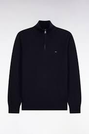 Eden Park Wool Cotton Half Zip Sweater - Navy