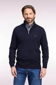 Eden Park Wool Cotton Half Zip Sweater - Navy