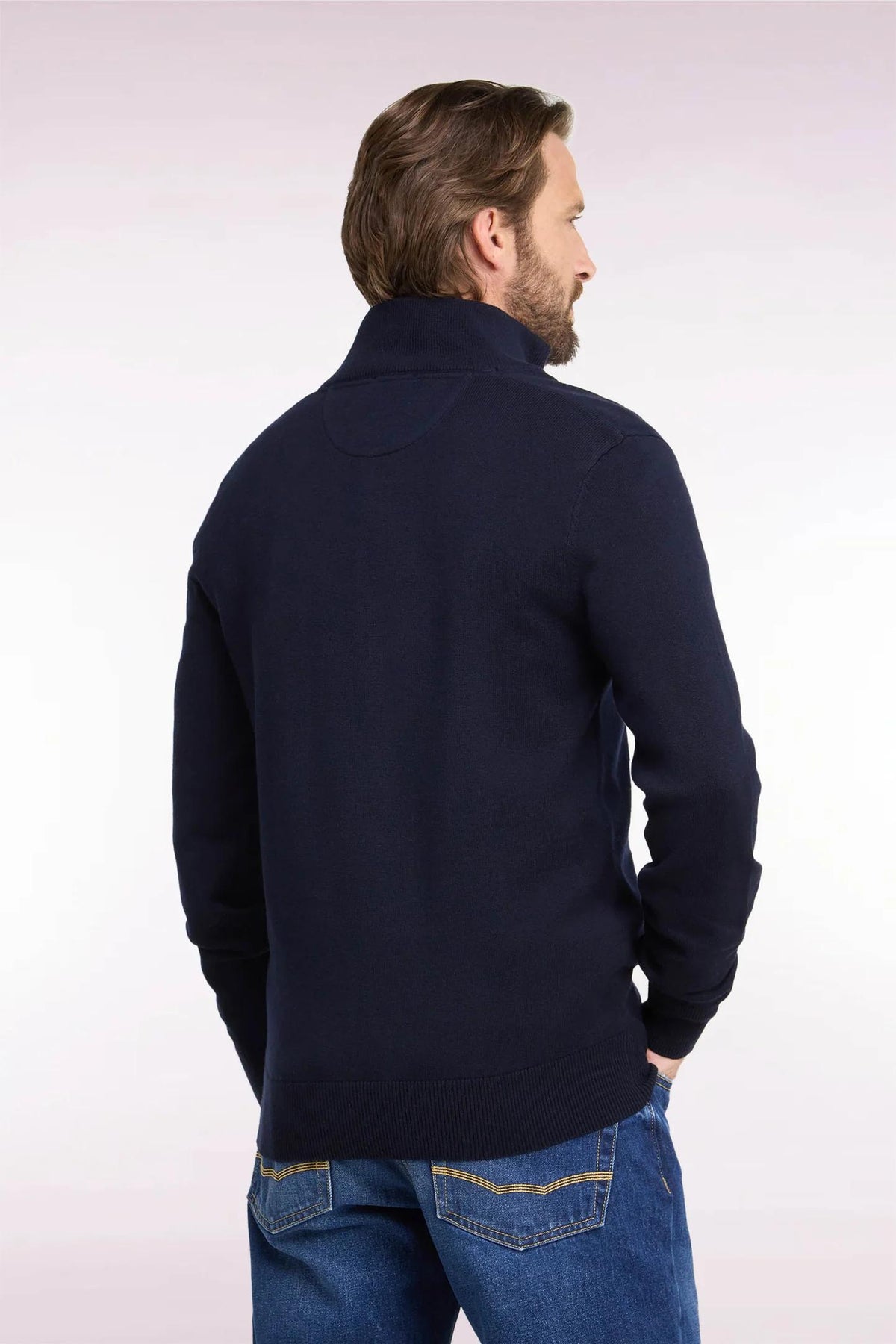Eden Park Wool Cotton Half Zip Sweater - Navy