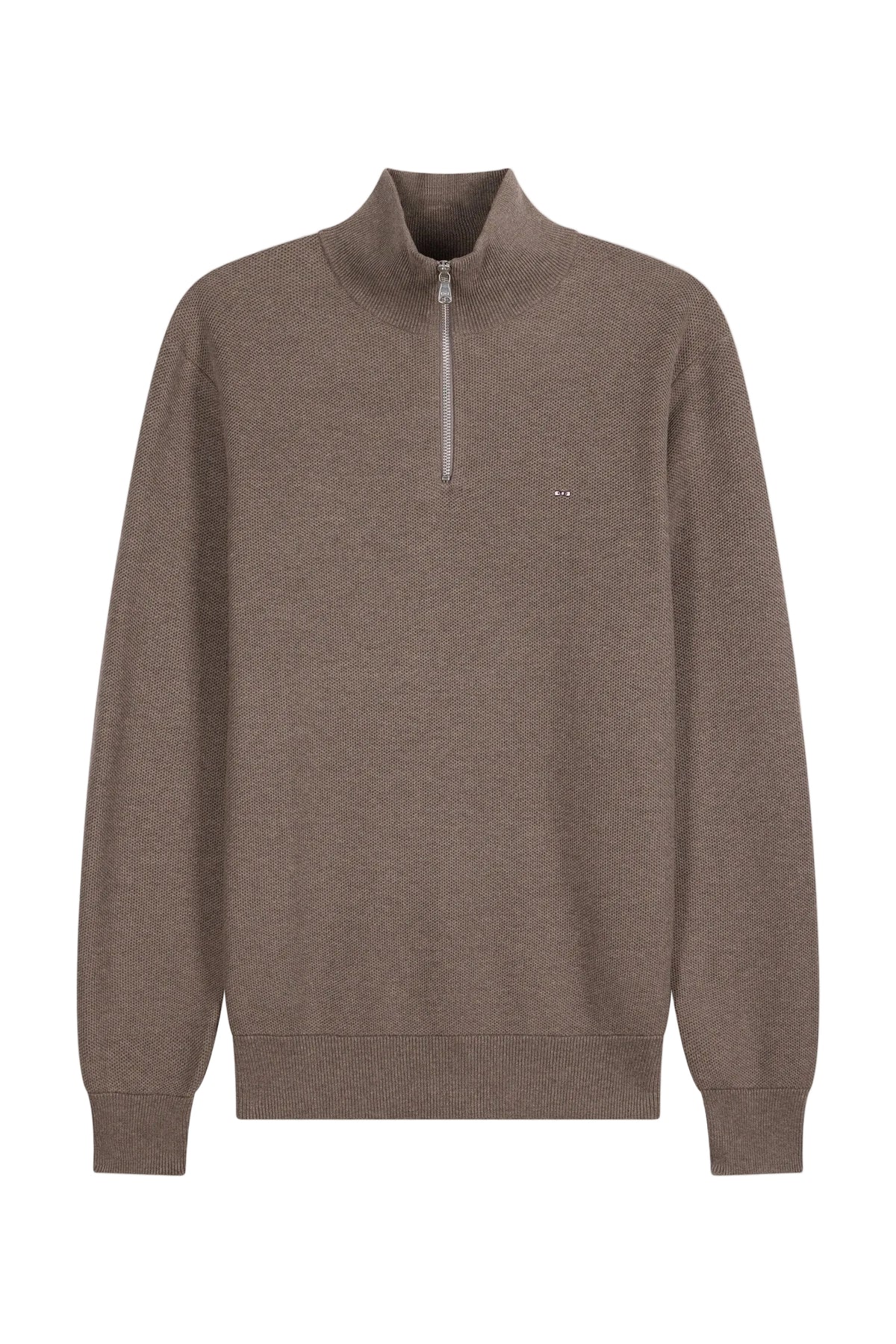 Eden Park Cotton Trucker Half-Zip Sweater – Brown