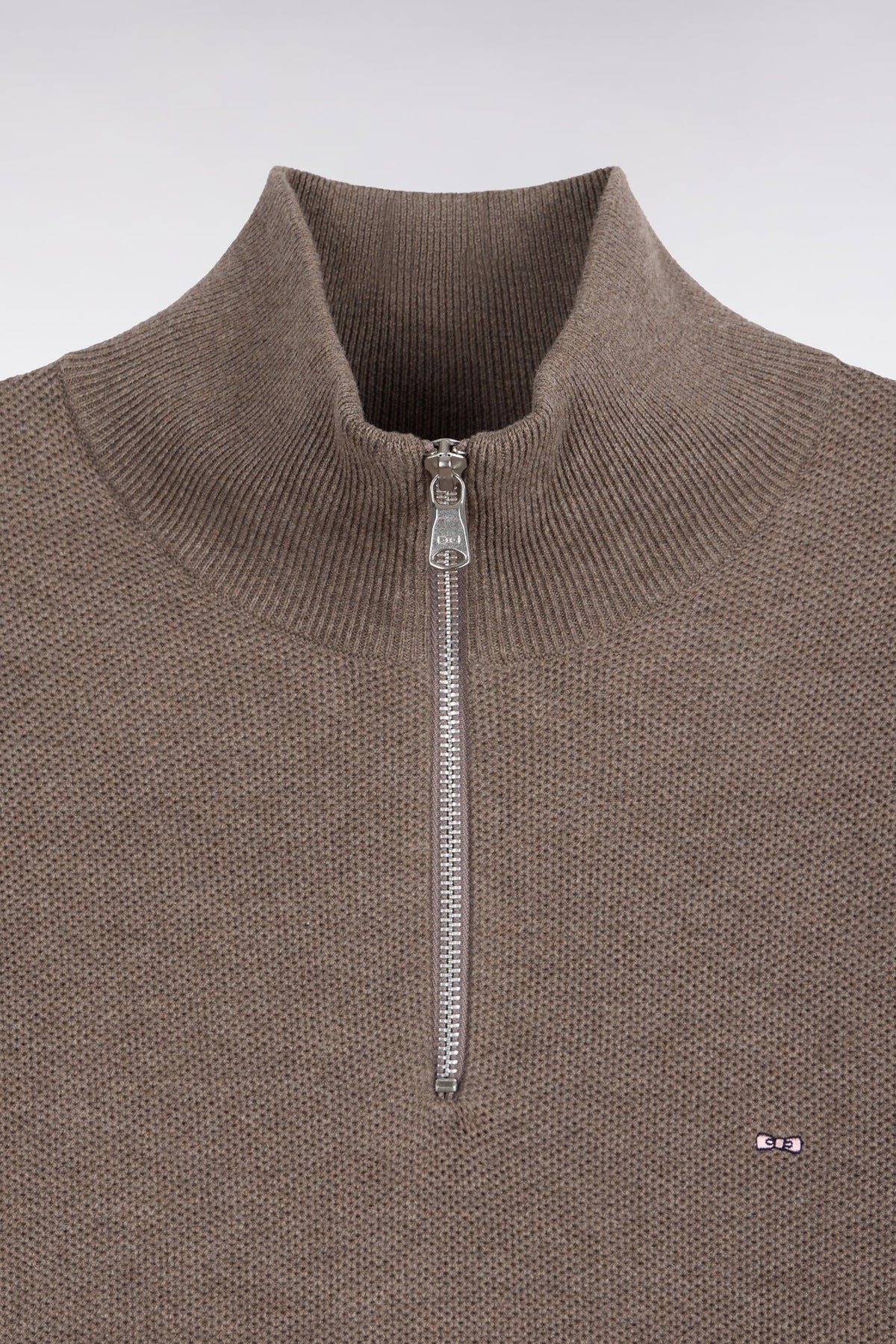 Eden Park Cotton Trucker Half-Zip Sweater – Brown