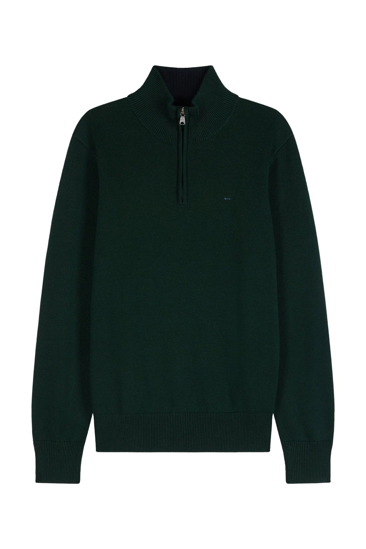 Eden Park Cotton Trucker Half-Zip Sweater – Forest Green