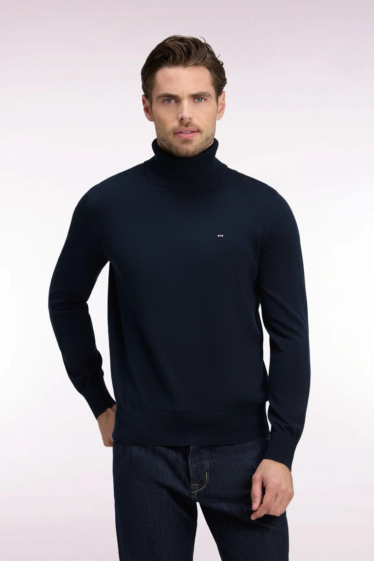 Eden Park Cotton Roll-Neck Sweater – Navy