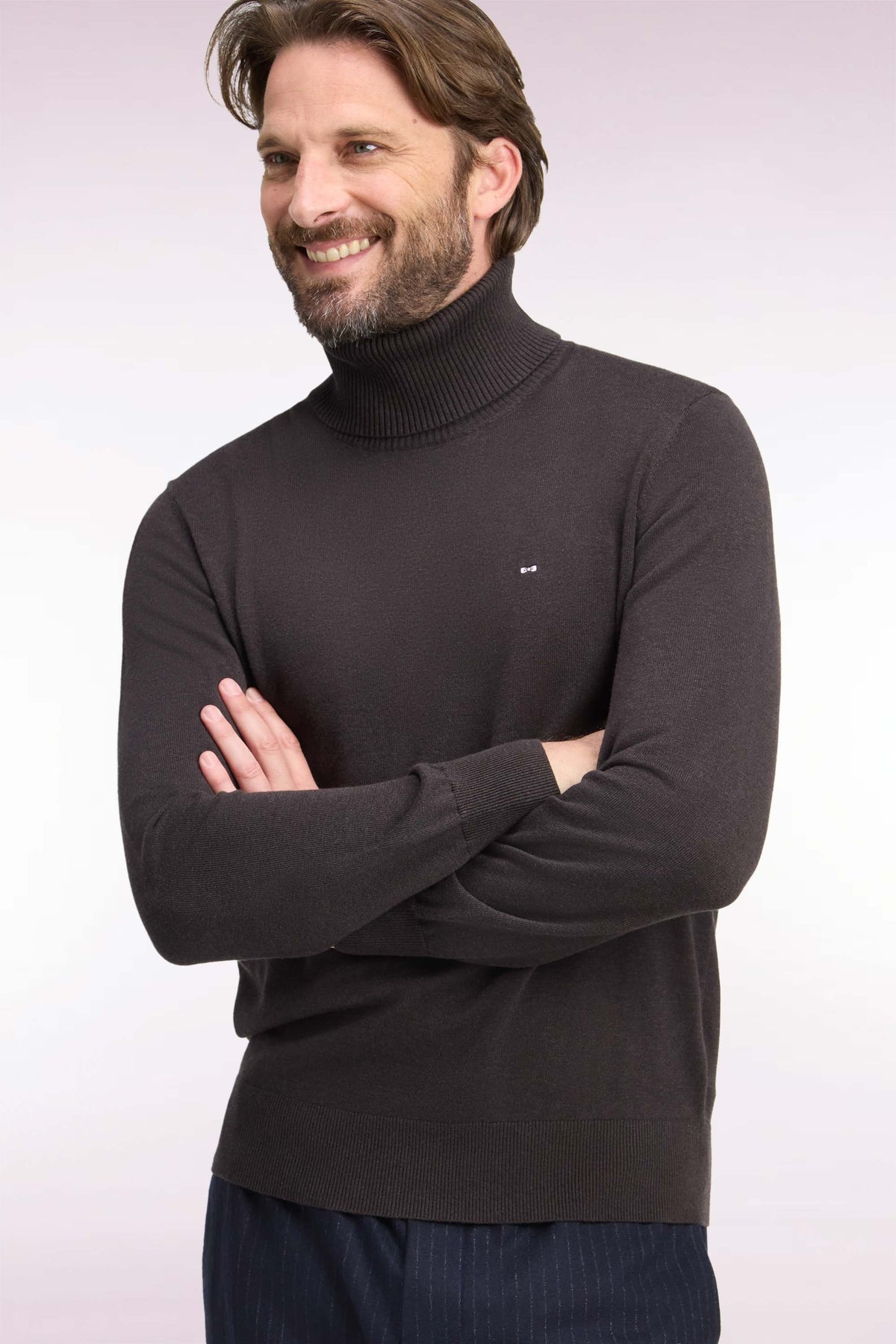 Eden Park Cotton Roll-Neck Sweater – Brown
