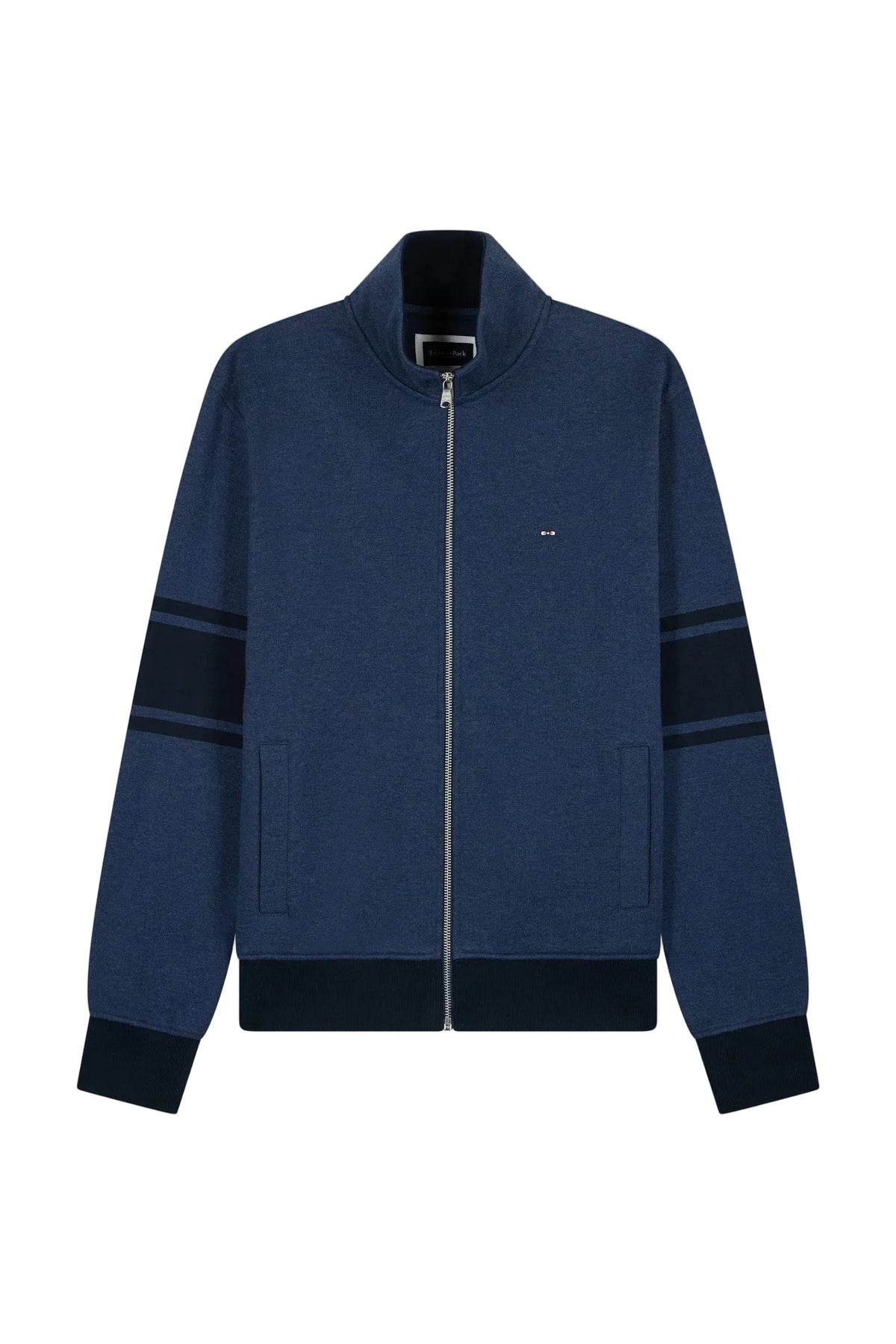 Eden Park Cotton Full-Zip Trucker Neck Sweatshirt – Navy