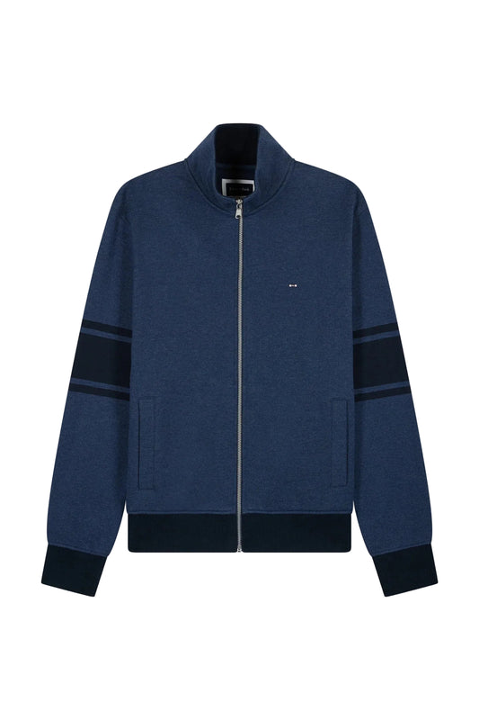Eden Park Cotton Full-Zip Trucker Neck Sweatshirt – Navy